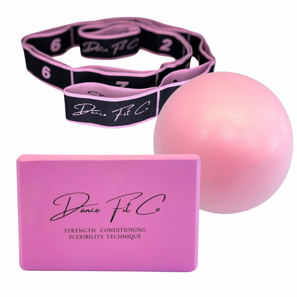 Dance Fit Co Foundation Bundle Blush stretch band split block and pilates ball — Dance Fit Co