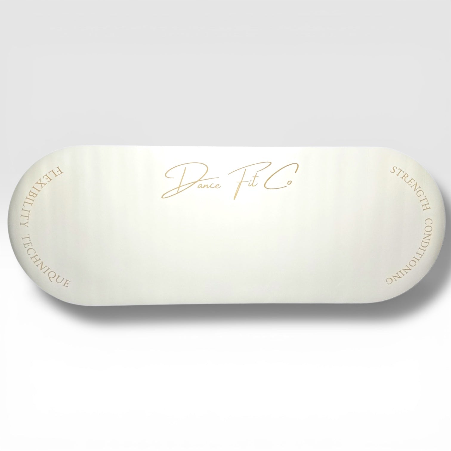 Dancer training on Pearl white Dance Fit Co stretch mat for pilates and conditioning